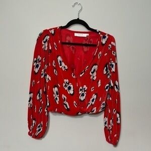 Astr the Label Blood Orange Floral Blouse